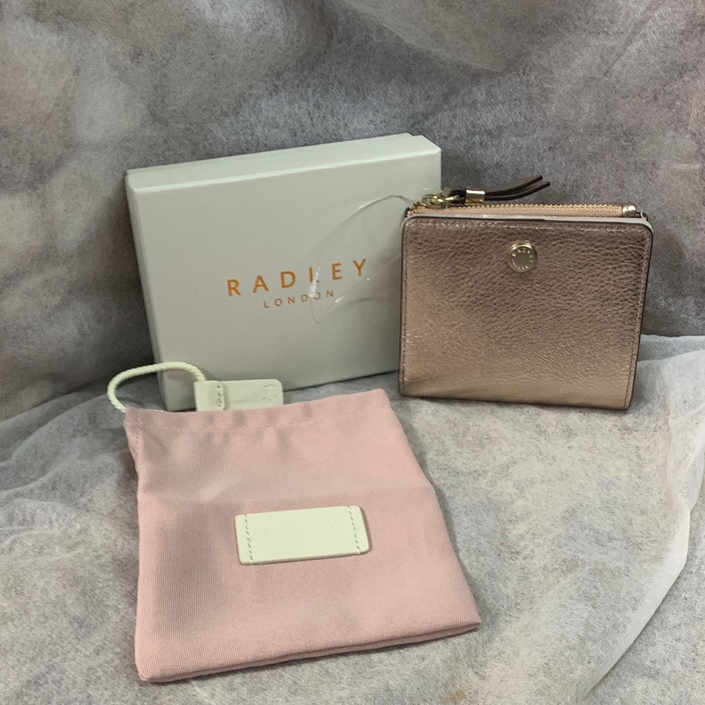 Radley London Clifton Hill Rose Gold Pebble  Leather Wallet In Original Box